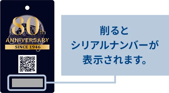 削るとシリアルナンバーが表示されます。